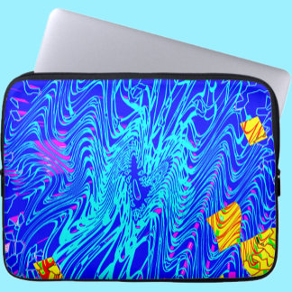 Moderne blauw Abstracte kunst schilderen Laptop Sleeve