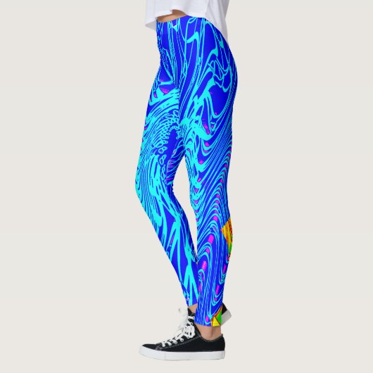 Moderne blauw Abstracte kunst schilderen Leggings (Links)