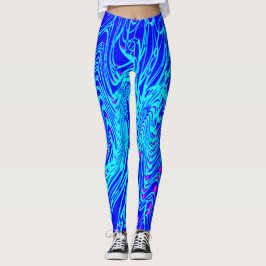 Moderne blauw Abstracte kunst schilderen Leggings