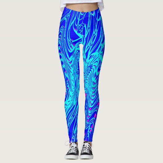 Moderne blauw Abstracte kunst schilderen Leggings (Voorkant)