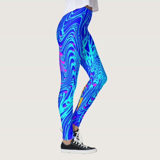 Moderne blauw Abstracte kunst schilderen Leggings (Rechts)