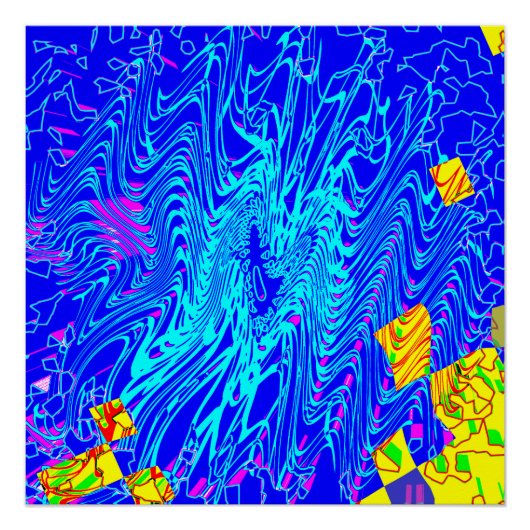 Moderne blauw Abstracte kunst schilderen Perfect Poster (Voorkant)