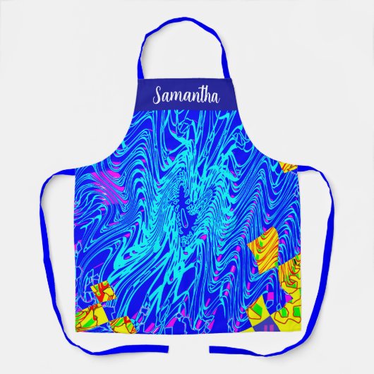 Moderne blauw Abstracte kunst schilderen Schort (Voorkant)