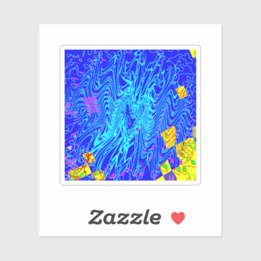 Moderne blauw Abstracte kunst schilderen Sticker (Vel)