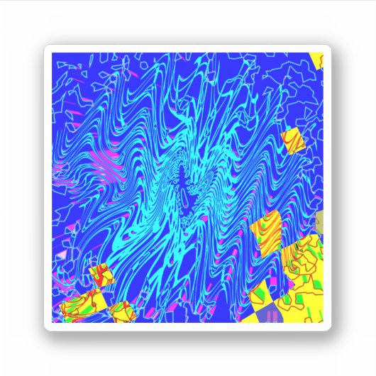 Moderne blauw Abstracte kunst schilderen Sticker (Voorkant)