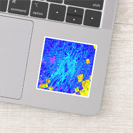 Moderne blauw Abstracte kunst schilderen Sticker