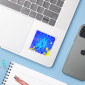 Moderne blauw Abstracte kunst schilderen Sticker (Laptop met iPhone)