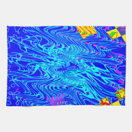 Moderne blauw Abstracte kunst schilderen Theedoek