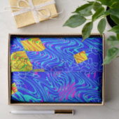 Moderne blauw Abstracte kunst schilderen Tissuepapier (Geschenk)
