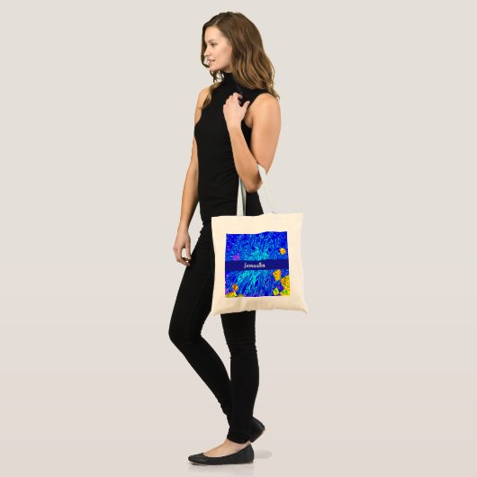 Moderne blauw Abstracte kunst schilderen Tote Bag (Voorkant (model))