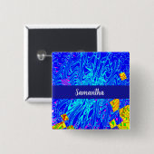 Moderne blauw Abstracte kunst schilderen Vierkante Button 5,1 Cm (Voorkant /achterkant)