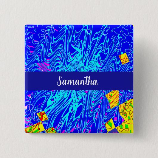 Moderne blauw Abstracte kunst schilderen Vierkante Button 5,1 Cm (Voorkant)