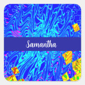 Moderne blauw Abstracte kunst schilderen Vierkante Sticker (Voorkant)