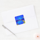 Moderne blauw Abstracte kunst schilderen Vierkante Sticker (Envelop)