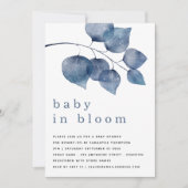 Moderne Blauw Blauw Blauw Foliage Baby in Bloemdou Kaart (Voorkant)