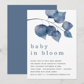 Moderne Blauw Blauw Blauw Foliage Baby in Bloemdou Kaart (Voorkant / Achterkant)