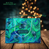 Moderne blauw Blauwgroen groene vloeibare kunst Groot Cadeauzakje