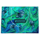 Moderne blauw Blauwgroen groene vloeibare kunst Groot Cadeauzakje (Voorkant)