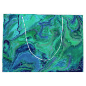 Moderne blauw Blauwgroen groene vloeibare kunst Groot Cadeauzakje (Achterkant)