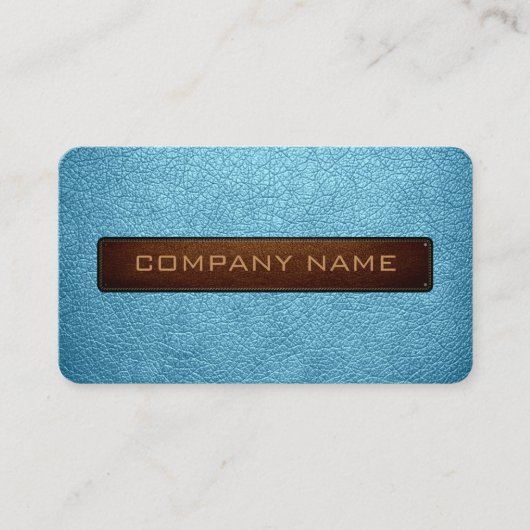 Moderne blauw blizzard en zwarte leder visitekaartje (Voorkant)