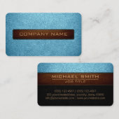 Moderne blauw blizzard en zwarte leder visitekaartje (Voorkant / Achterkant)