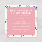 Moderne blauw blozend roze geometrische waterverf  vierkante visitekaartje (Achterkant)