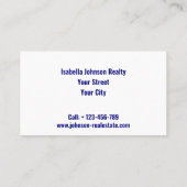Moderne Blauw en Goud Custom Photo Realtor Visitekaartje (Achterkant)