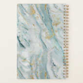Moderne blauw en goud marmeren textuur monogram planner (Achterkant)