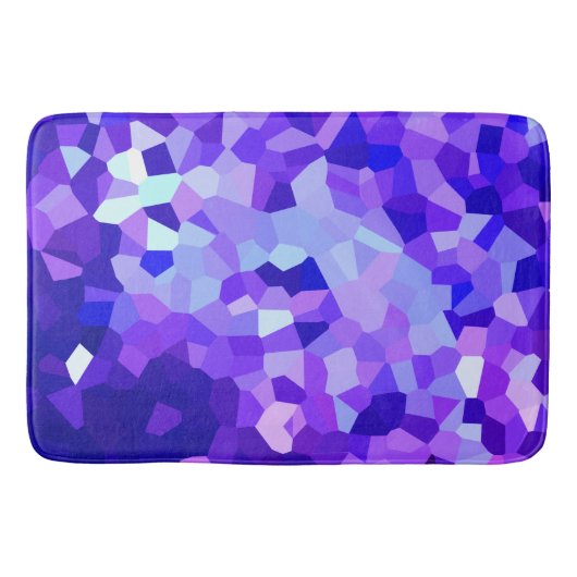 Moderne blauw en Paars Glas in lood Pixelmozaïek Badmat (Voorkant)