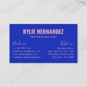 Moderne blauw en roze vet typografie make-up artis visitekaartje (Achterkant)