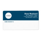 Moderne Blauw en Wit Zakelijke Verzending Etiket (Voorkant)