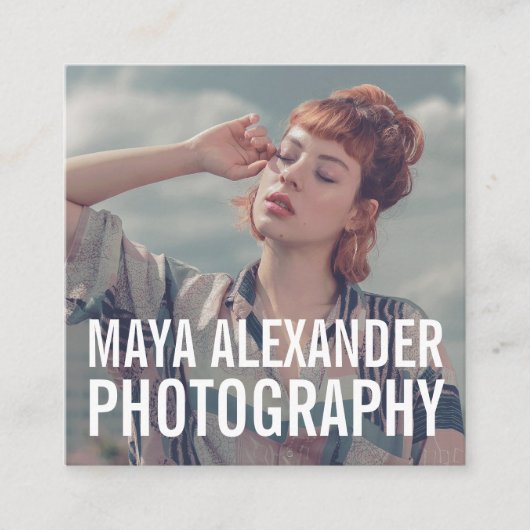 Moderne  blauw fotofilter vierkante visitekaartje (Voorkant)