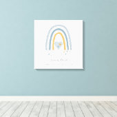 Moderne Blauw Gedempte Regenboog Baby Jongen Geboo Canvas Afdruk (Insitu (Houten vloer))