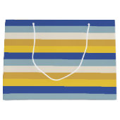 Moderne blauw geel gouden crème strepen Chanoeka Groot Cadeauzakje (Voorkant)
