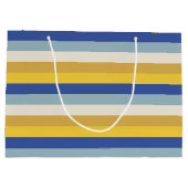 Moderne blauw geel gouden crème strepen Chanoeka Groot Cadeauzakje (Achterkant)