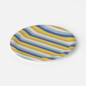 Moderne blauw geel gouden crème strepen Chanoeka Papieren Bordje (Gekanteld)