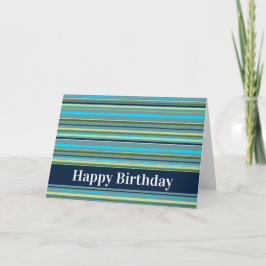 Moderne Blauw Gele Groene Strepen Gelukkige Verjaa Kaart
