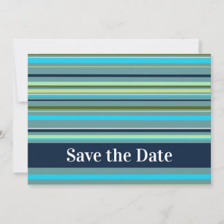 Moderne Blauw Gele Groene Strepen Gelukkige Verjaa Save The Date