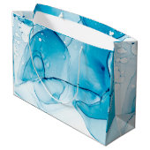 Moderne blauw gemarmerde verjaardag groot cadeauzakje (Achterkant Gekanteld)