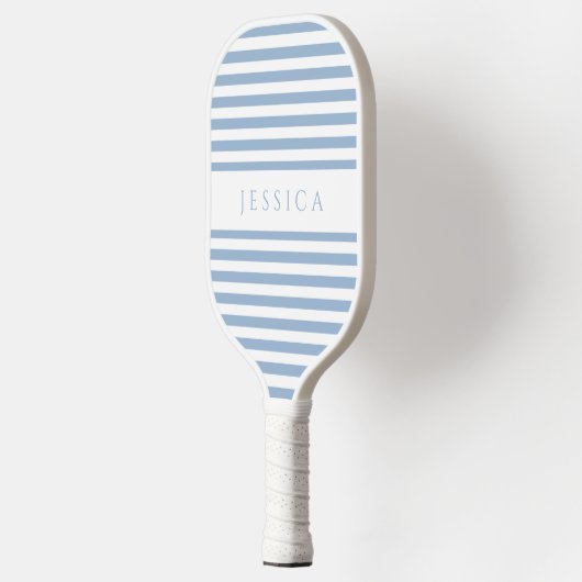 Moderne blauw gestreepte aangepaste naam pickleball paddle (Links)