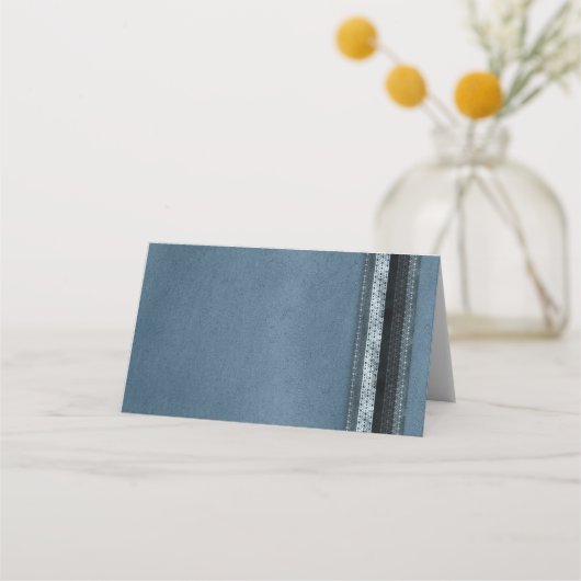 Moderne blauw gestreepte bar mitswa plaatskaartje (Achterkant)