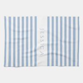 Moderne blauw gestreepte patroonnaam theedoek (Horizontaal)