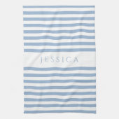 Moderne blauw gestreepte patroonnaam theedoek (Verticaal)