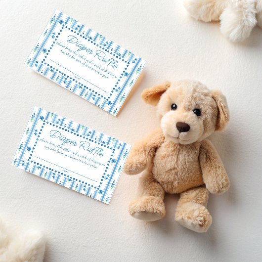 Moderne blauw gestripte baby showers luierverlotin informatiekaartje