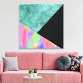 Moderne blauw-glitter met gebastel geometrische st canvas afdruk (Insitu (Woonkamer))