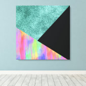 Moderne blauw-glitter met gebastel geometrische st canvas afdruk (Insitu (Houten vloer))