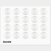 Moderne Blauw Goud Kruis Jongen Doop Ronde Sticker (Vel)