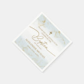 Moderne Blauw Goud Kruis Jongen Doop Servet (Hoek)