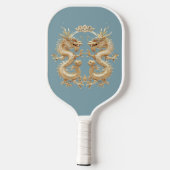 Moderne Blauw Goud Tweekoppige Draak Pickleball Paddle (Achterkant)