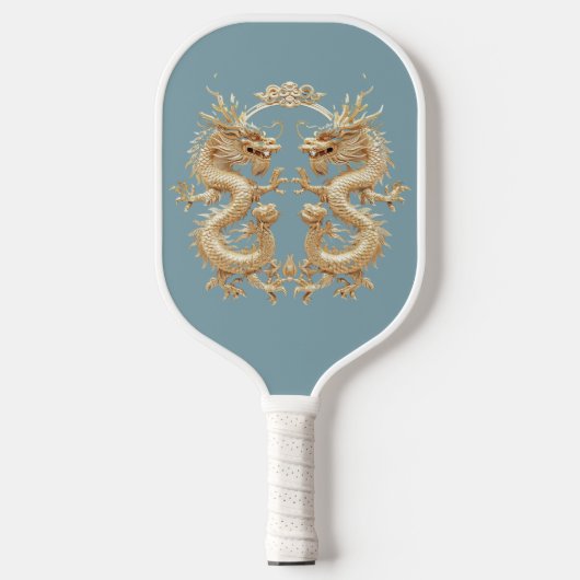 Moderne Blauw Goud Tweekoppige Draak Pickleball Paddle (Voorkant)